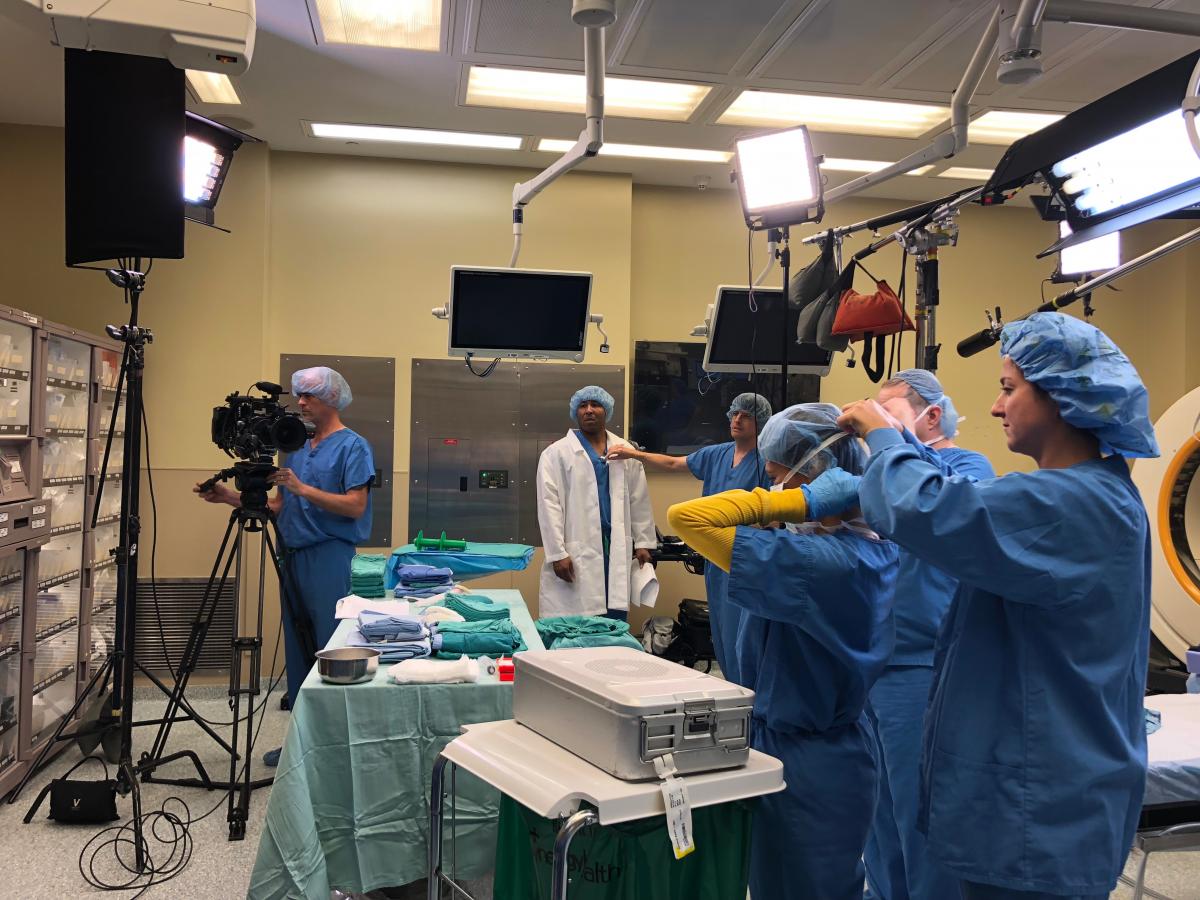 filming an educational video in the operating room